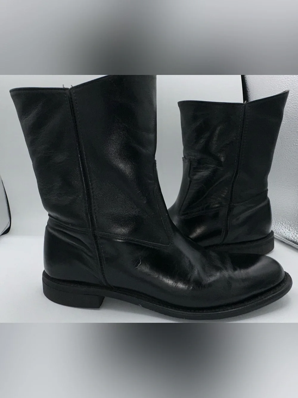 Bates Floataways Mid Calf Boots Tactical 9.5 Black Leather Pull On Vintage  AA23